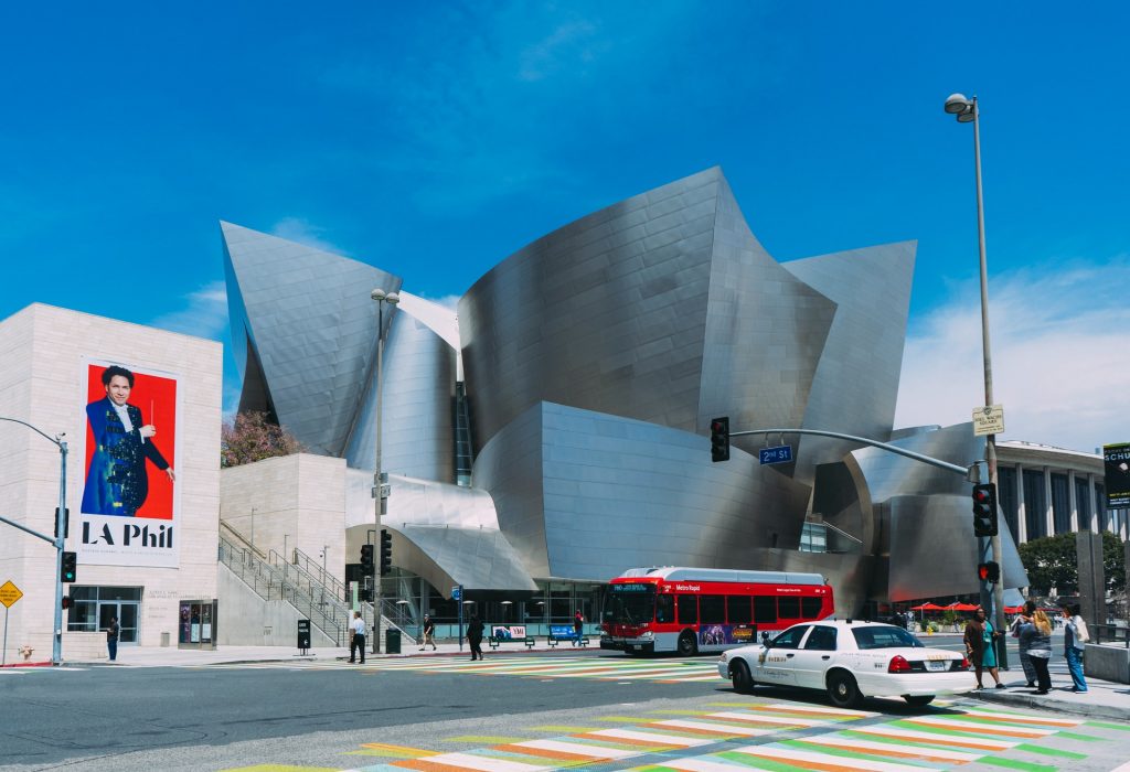 la phil walt disney concert hall blue sky downtown dtla la