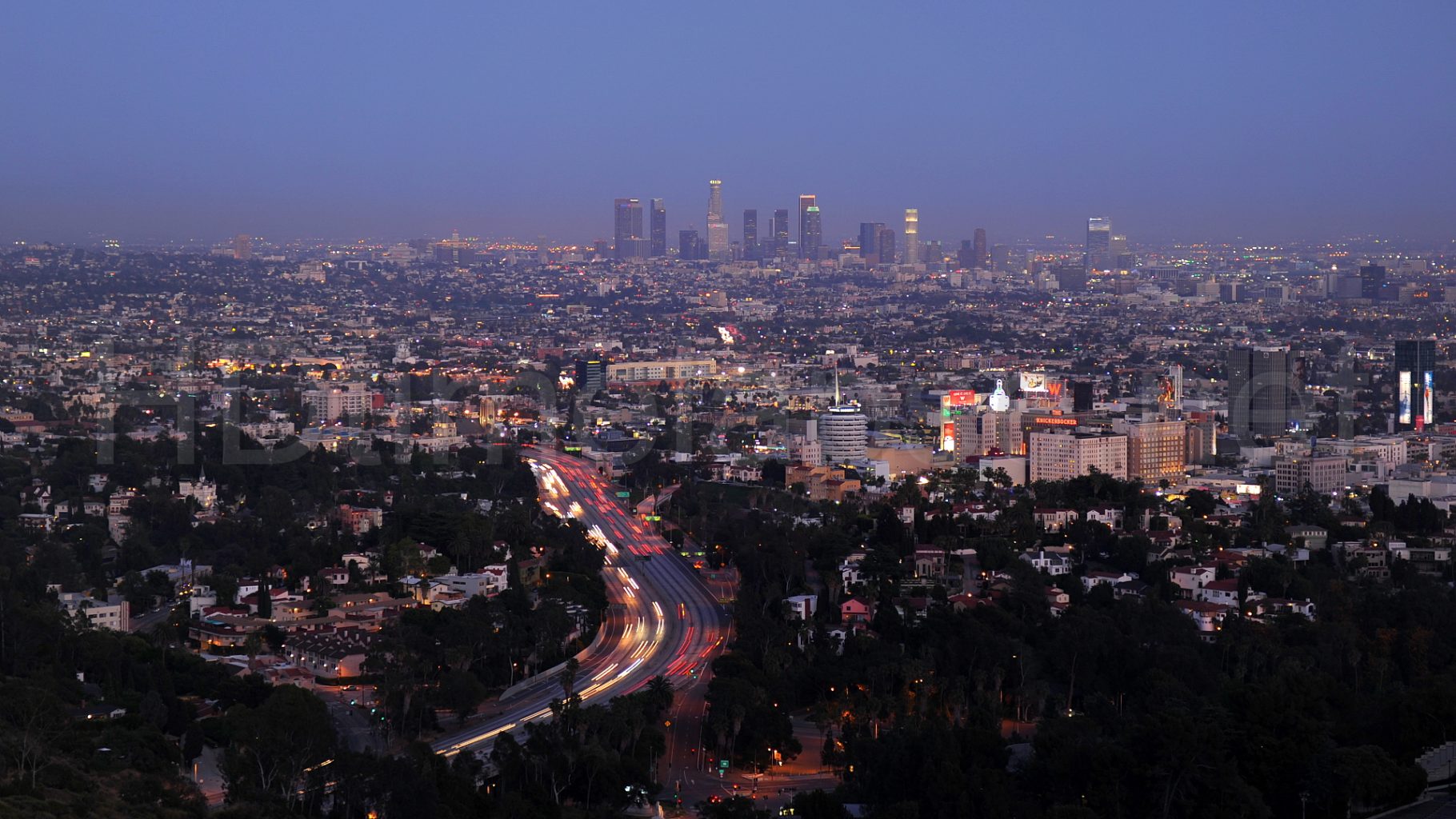 mulholland drive los angeles skyline sunset 