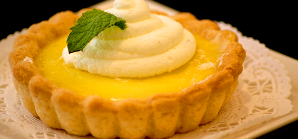 delicious lemon meringue pie mint leaf on top