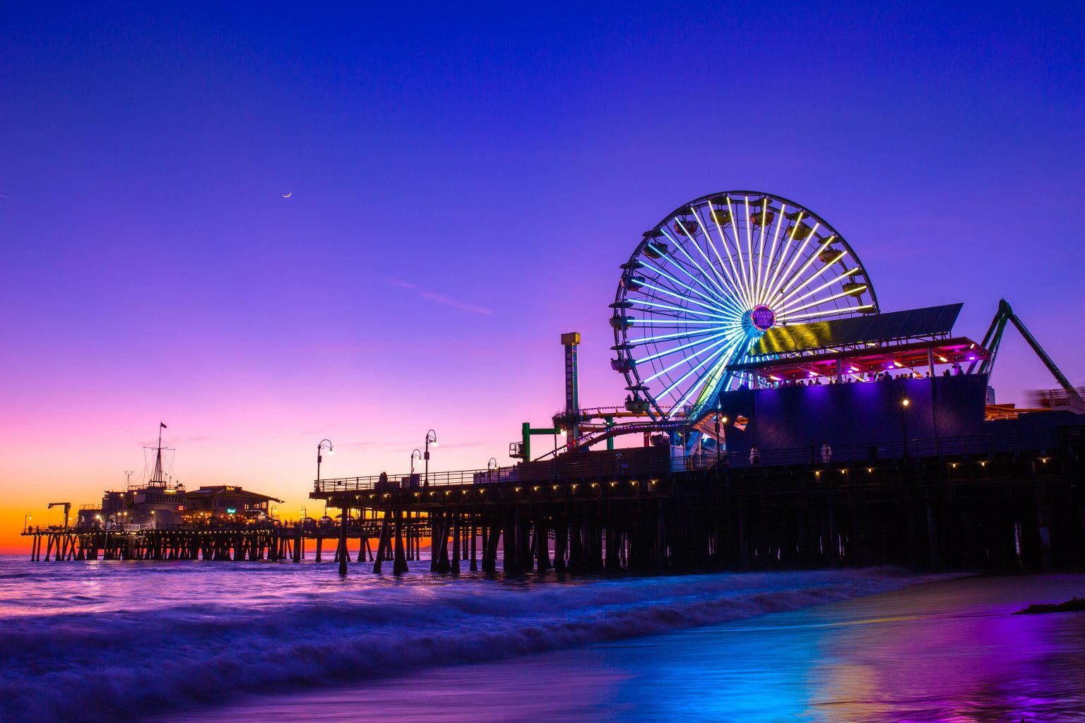 santa monica pier sunset cool colors