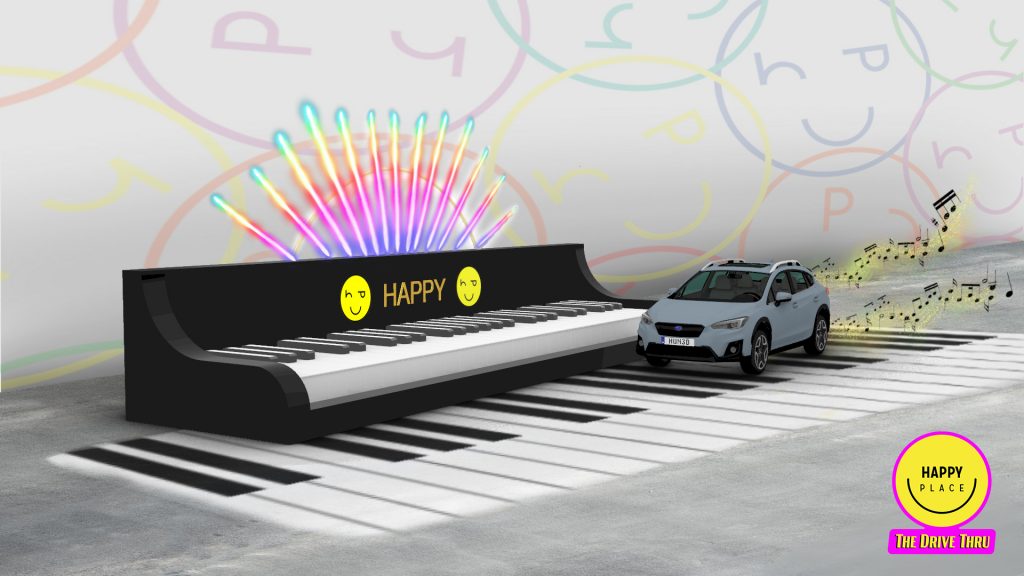 happy place the drive thru happiness exhibit car piano los angeles century city mall