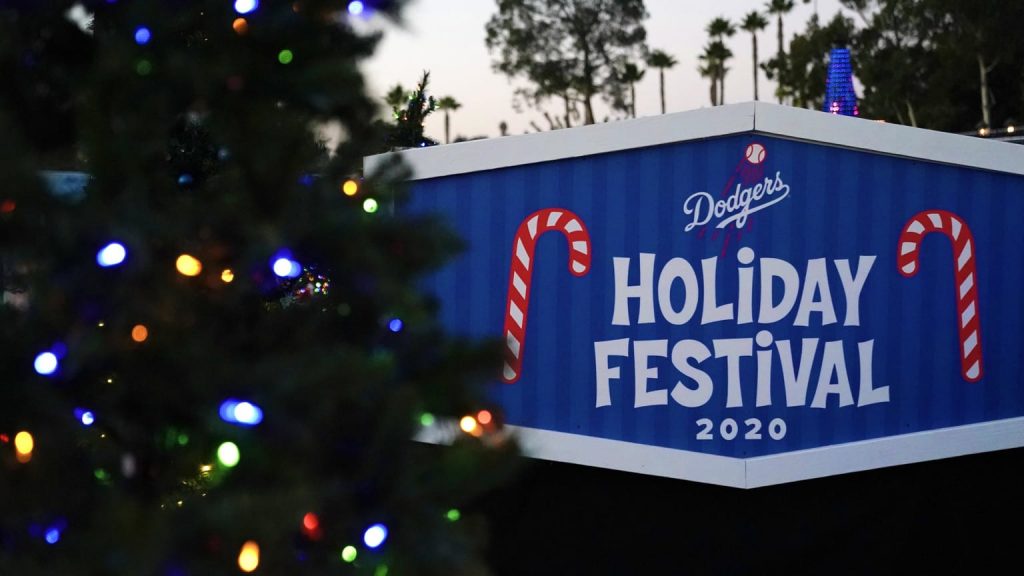 Fans flock to Dodger Stadium's drive-thru holiday festival