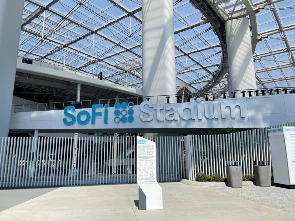 sofi stadium sign exterior outside