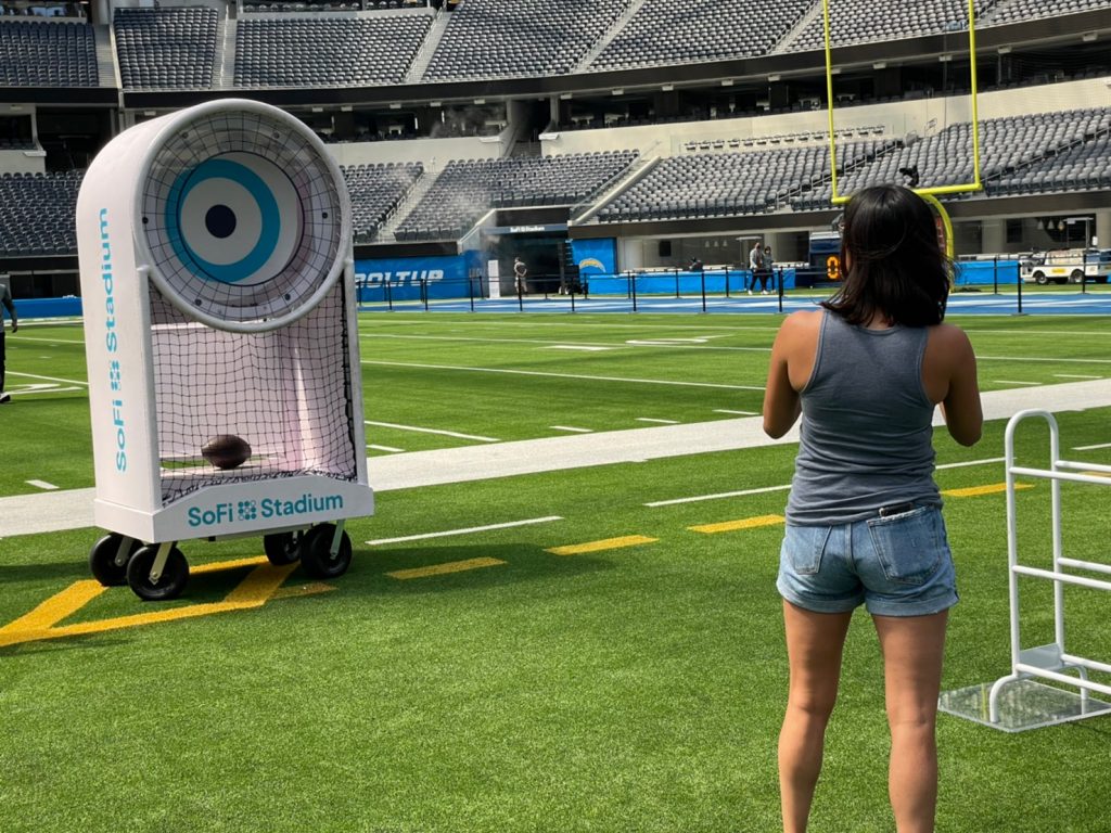 sofi stadium tour football throw toss