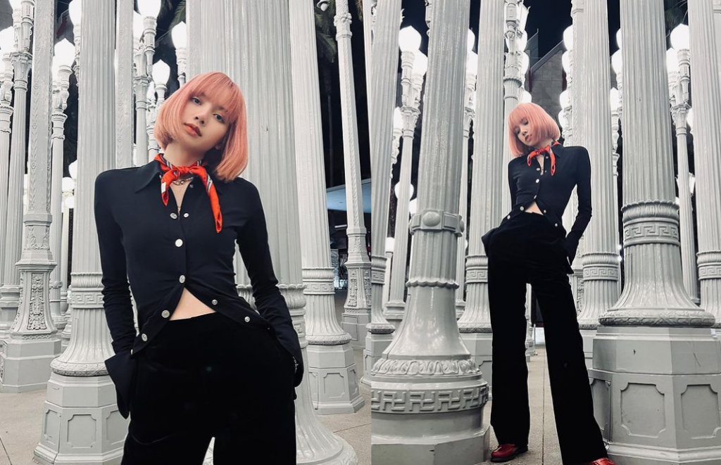 lisa blackpink los angeles lamps statue