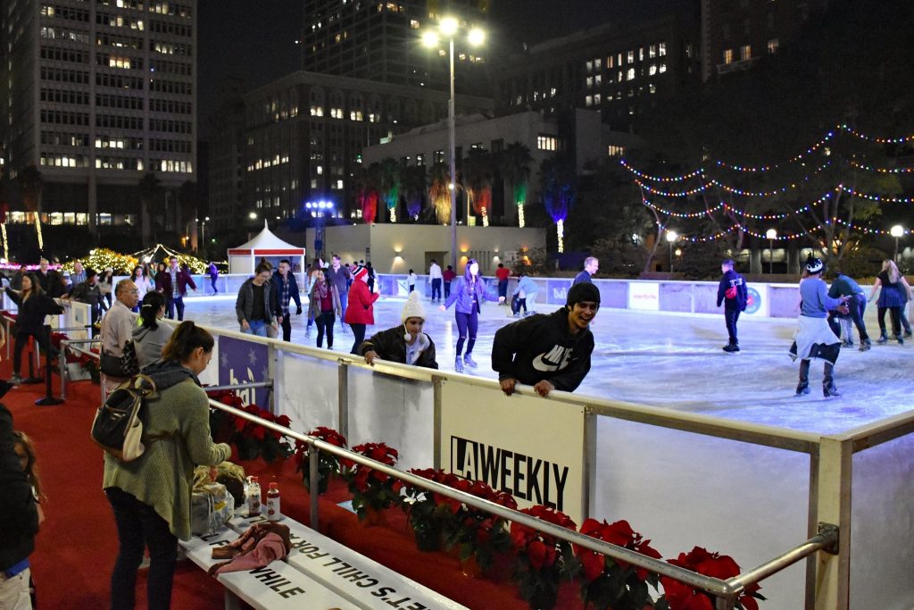 Outdoor Ice Skating in DTLA Holiday Ice Rink Pershing Square