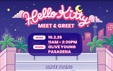 Korean K-Beauty Store Olive Young in Pasadena Has a Sanrio Collab from October 2-3, 2026